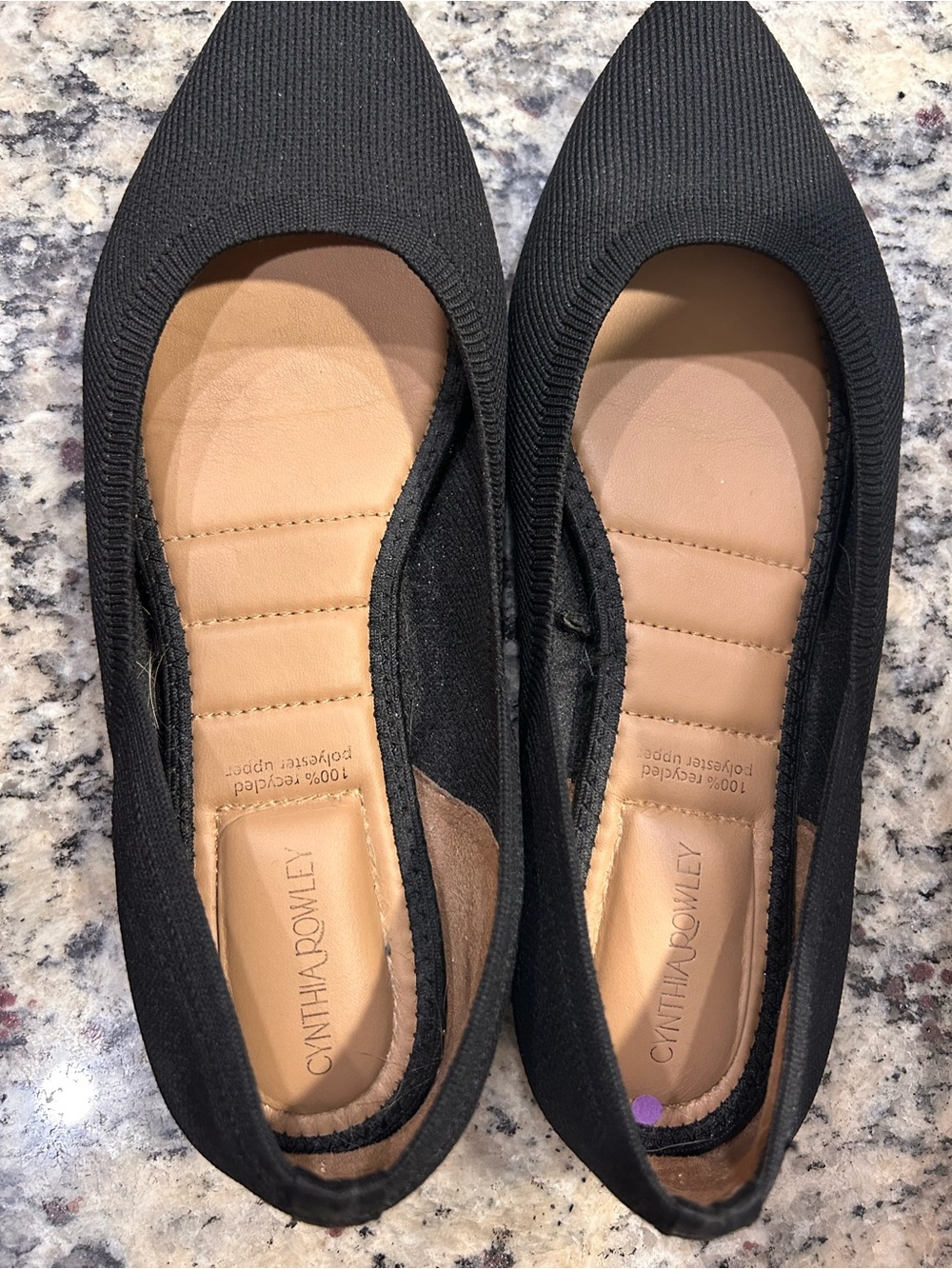 Cynthia Rowley Black Pointed-Toe Knit Flats